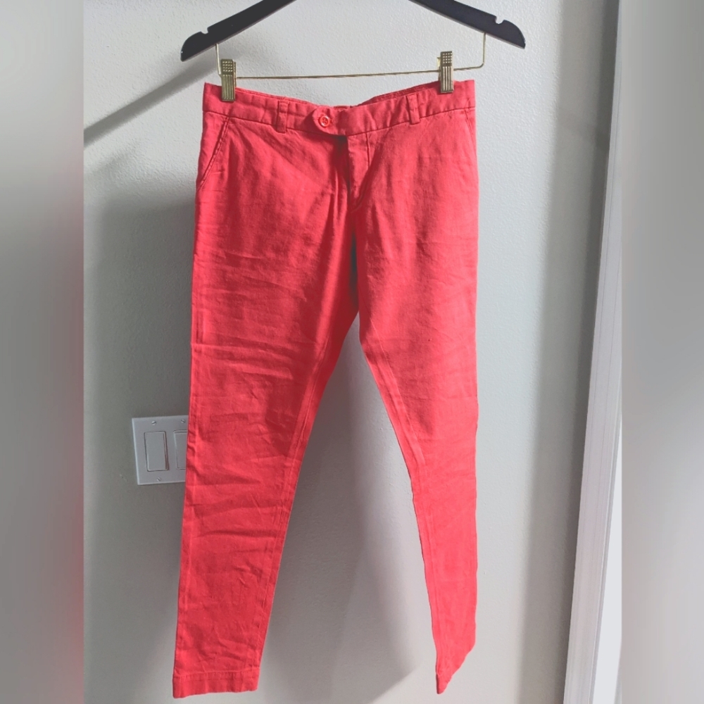 Stretch linen-like cotton pants